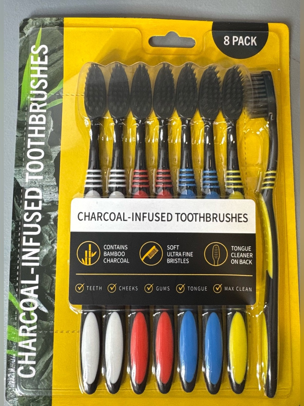 Charcoal-Infused Toothbrushes - Multi-Color Pack soft 8 pack travel on the go